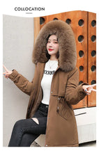 Women's Long Fashionable Hooded Winter Fur Collar Jacket