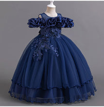 New Elegant Girl Party Dress Long Wedding Bridesmaid Dress 4-13 Year Old Mesh Embroidered Graduation Ball Evening Dress
