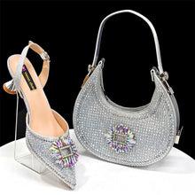 2025 Nigerian Women's Party Shoes and Bags Medium Heel Pointed Toe Elegant Party Footwear With Matching Color Handbag for Women