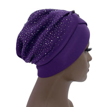 Elegant African Turban Cap with Shiny Rhinestone Ready to Wear Nigeria Auto Gele Headtie Party Women's Head Wrap Bonnet Turbante