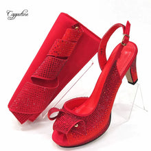 Coffee Women Shoes And Bag Set  African Ladies High Heel Sandals Match With Handbag Pumps Clutch Nigerian Sandales Femmes CR813