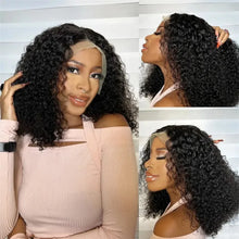 Short Bob Cut Black Color Deep Curly 13X4 HD Lace Front Wigs Synthetic Wig Preplucked With Baby Hair Bleached Knots Glueless Wig