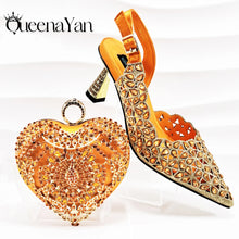 QSGFC New Shoes and Bags Matching Set 2024 Nigerian Women Heel Party for Women Fuchsia Colour Italian Design Wedding INS Design