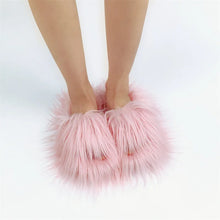 Faux Fur Slippers 2023 Women Winter Plush Warm Home Flat Slides Mongolian Wool Flip Flops Y2K Girls Furry Shoes Cute Slippers