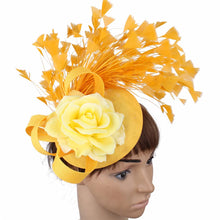 Yellow Fashion Hat Fedora Formal Dress Church Fascinators Hat Headband Party Tea Millinery Caps Mesh Hair Accessories