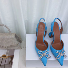 2023 New High Heels Women's Rhinestone Bow Pointy Glasses with Stilettos and Sandals Women.