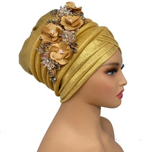 2024 New African Women's Turban Cap Nigeria Auto Gele Headtie Already Made Wedding Geles Female Head Wraps with Diamond Flower