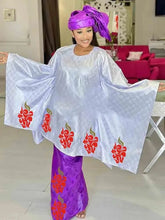 Shiny Bazin Riche Long Dresses For Ankara Women Daily Clothing Free Size 2024 Latest Free Size Bazin Riche Dashiki Robe Scarf