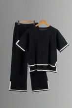 Two-piece Summer New Knitted Elegant Trousers Suit Short-sleeved Pullover Wide-leg Pants Casual Home Two-piece Women's Set