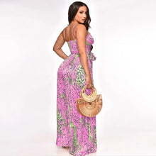 CM.YAYA Women Leopard Spaghetti Strap Loose Wide Leg Sleeveless Jumpsuit 2023 Summer Street Playsuit One Piece Suit Romper