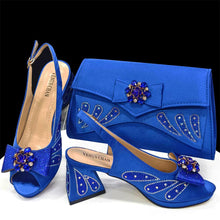 Venus Chan-Italian Shoes and Bags Matching Set for Women Bow Rhinestones Peep Toe High Heels Purple Color Nigerian Party 2024