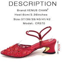 Venus Chan 2023 Newest INS Style Lace Elegant High Heels Pointed-Toe Nigeria Popular Design African Ladies Shoes And Bag Set