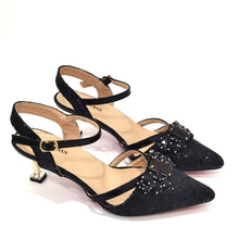 Women's Italian Fashion Peep Toe Pump Shoes with Matching Bag Set for Wedding And Party Med Heel Bling Embellished Mary Janes