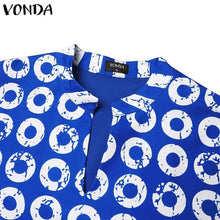 Plus Size 5XL VONDA Women Matching Sets 2024 Fashion Long Sleeve Suits Polka Dot Striped Shirts And Elastic Waist Pant Sets