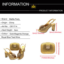 2022 Sweet  Special Design Women Crystal Style African Ladies Party Shoes Matching Bag in Magenta Color