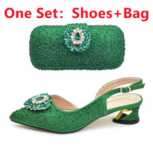 Purple Shoe and Bag Set for Party Women Shoes and Bags To Match Set Italy Elegant Rhinestone Lady Heeled Pumps Women Wedding