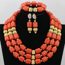 Fabulous Artificial Coral Wedding African Beads Jewelry  Luxury Bride Costume Statement Necklace Jewelry