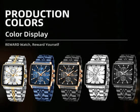 REWARD VIP Mens Watches Waterproof Luminous Sport Watches for Man Stainless Steel Wristwatch Chronograph Date Stopwatch