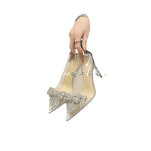 Summer New Tip Crystal Fashion Women's Style Sandals Rhinestone Bow Transparent High Heels Women's Sandals Fashion Shoes shoes