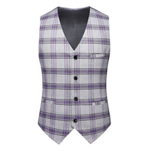 High-end New European and American Fashion Wedding Business (suit + Vest + Trousers) 2024 Men's Plaid Suit Three-piece Set