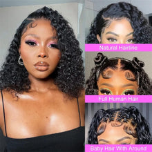 Vietnamese Super Double Drawn Water Wave Curly13x4 Frontal Bob Wig with 100%Human Hair Natural Black 210%Density For Black Women