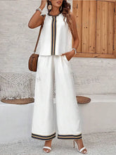 2024 Summer Women's Sleeveless Top And Long Pants Set Fashion Ladies Short Tank Top Daily Casual Ladies Long Wide Leg Pants