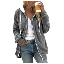 Women's Winter Fashionable Hooded Fleece Solid Color Jacket