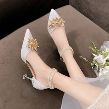 Ladies Shoes on Sale  Fashion Pointed Metal Beaded Solid Women's High Heels Summer Leisure Banquet Women Wedding Pump 2024