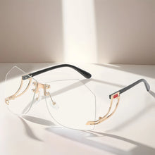 New Fashionable Frameless Sunglasses for Women's Personality Trend Hollow out Mirror Legs Irregular Ocean Lens Glasses UV400