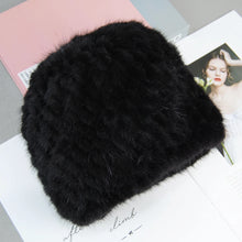 Women's Faux Fur Natural Knitted Cap Fashionable Fluffy Beanie