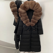 Real Fox Fur Collar Puffer Jacket Duck Down Thuck Coat For Women