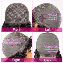 Wear and Go Glue less Wig Water Wave Human Hair Wigs with Bangs for Black Women 180% Density