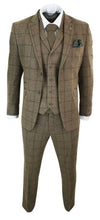 Men's Suit Plaid Two Button Jacket Vest&Pants