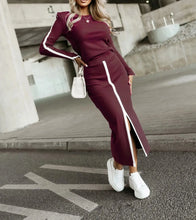 2025 Spring Autumn Elegant Sexy High Slit Skirts Outfit Women Long Sleeve Matching Sets Casual Solid Patchwork Ladies Suits New