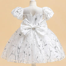 Princess Party Summer Dress For Girls Puff Sleeve Back Bow Tutu Birthday Wedding Bridesmaid Gown Flower Children Clothing Prom