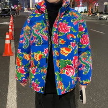 Men Harajuku Big Flopwer Coat Winter Jacket 2024 Mens Streetwear Hip Hop Parka Chinese Traditional Clothes Puffer Jackets XXXXXL