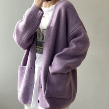 Rimcoy 2025 Chic Yellow Sweater Cardigan Women Lazy Wind Single-Breasted Knitted Cardigan Women Solid V Neck Cardigans Female