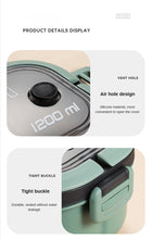 1200ML 2 Layer Bento Lunch Box With Spoon Fork, Kid High Capacity Microwae Food Containers Portable Leakproof Office Camping