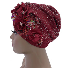 Elegant African Turban Cap with Shiny Rhinestone Ready to Wear Nigeria Auto Gele Headtie Party Women's Head Wrap Bonnet Turbante