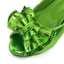 Venus Chan Open Toe Women Heels for 2024 Elegant Party Green Color Diamond Pumps Italian Shoes and Bags Matching Set