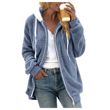 Women's Winter Fashionable Hooded Fleece Solid Color Jacket