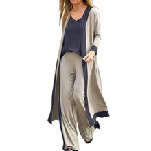 Three-Piece Sets Women Outfit Long Cardigan Sling Tops Wide Leg Pants Suits Casual Cardigan Straight Leg Trouser V Neck Camisole