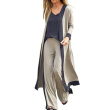 Three-Piece Sets Women Outfit Long Cardigan Sling Tops Wide Leg Pants Suits Casual Cardigan Straight Leg Trouser V Neck Camisole