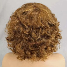 99J burgundy Fumi Curly Bob Wig Bouncy Pixie Cut Wig Highlight Full Machine Egg Curls Curly Human Hair Wigs for Women With Bangs