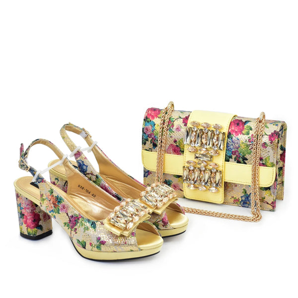 New Arrival Women Shoes and Bags To Match Set Italy Lady Peep Toe Shoes Sexy Wedding Party Sandals Rhinestone Women Pumps