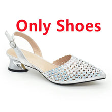 Italian Shoes with Matching Bags Set Decorated with Rhinestone African Shoes for Women Mid Heels Party Pumps  Plus Size Heels 43
