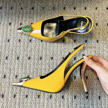 Women's Gem Metal Pointed Temperament High Heels with Sexy Empty Sandals