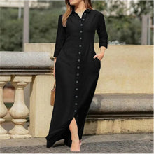 Elegant and Fashionable Neutral Style Long Sleeved Cardigan Solid Color Long Cotton and Linen Dress New Temperament Party Dress