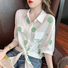 Fashion Lapel Loose Bandage Bow Polka Dot Shirt Women's Clothing 2025 Summer New Oversized Casual Tops Half Sleeve Korean Blouse