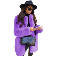 Women's Faux Fur Coat Long Sleeve Lapel Winter Coat